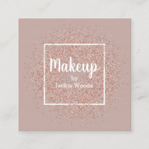 Makeup Artist w/ Simulated Rose Gold Confetti Square Business Card