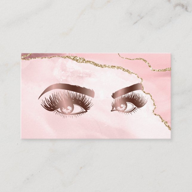 Makeup artist Wink Eye Beauty Blush Pink Agate Business Card (Front)
