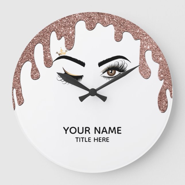 Makeup artist Wink Eye Beauty Salon Lash Extension Large Clock (Front)