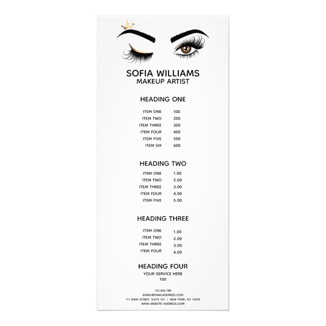 Makeup artist Wink Eye Beauty Salon Lash Extension Rack Card (Front)