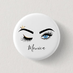 Makeup artist Wink Eye Blue Eye Beauty Salon Lash 3 Cm Round Badge