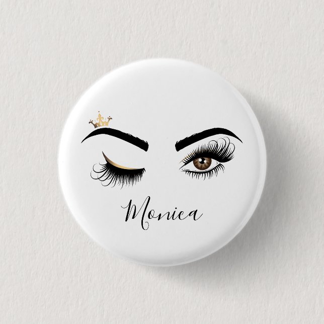 Makeup artist Wink Eye Brown Eye Beauty Salon Lash 3 Cm Round Badge (Front)
