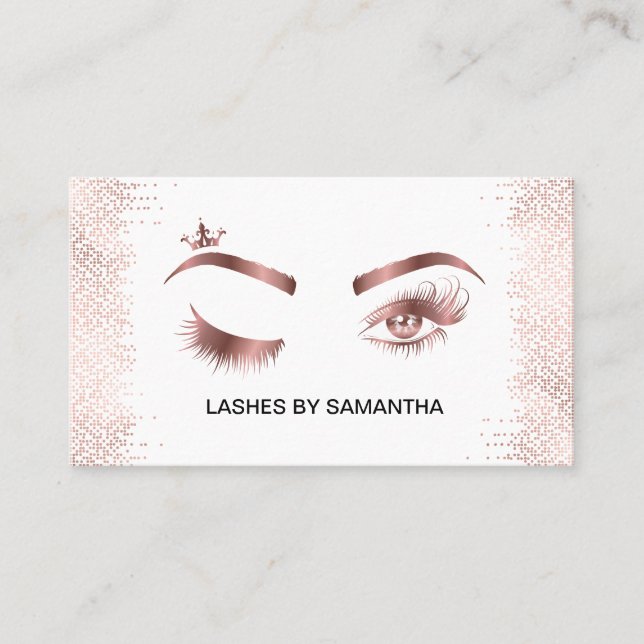 Makeup artist Wink Eye Gold Confetti Lashes Business Card (Front)