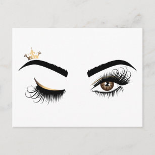 Makeup artist Wink Eye Queen Crown Lash Extension Postcard
