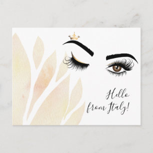 Makeup artist Wink Eye Queen Crown Lash Extension Postcard