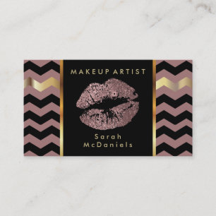 Makeup Artist with Chevron Gold Accents Business Card