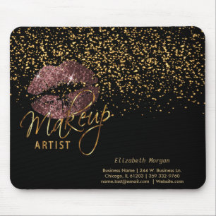 Makeup Artist with Gold Confetti & Dark Rose Lips Mouse Mat
