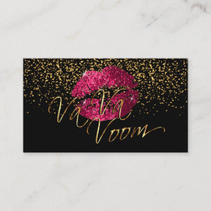 Makeup Artist with Gold Confetti & Hot Pink Lips Business Card