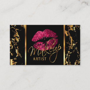 Makeup Artist with Marble & Pink Gold Accents Business Card