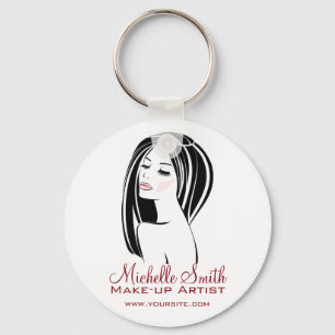 Makeup artist Woman Face long eyelashes branding Key Ring