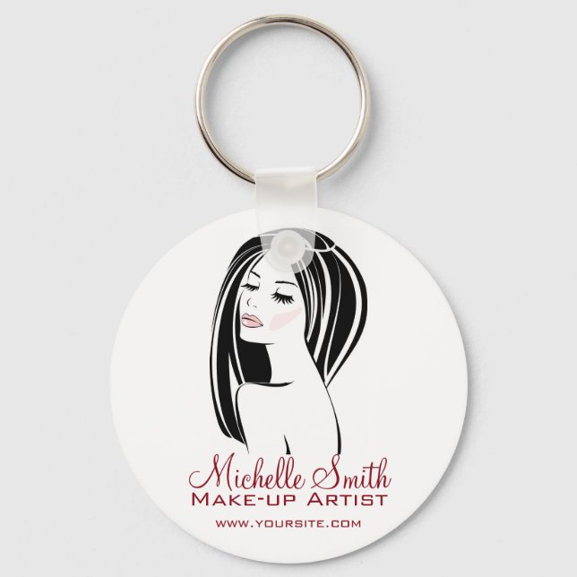 Makeup artist Woman Face long eyelashes branding Key Ring (Front)