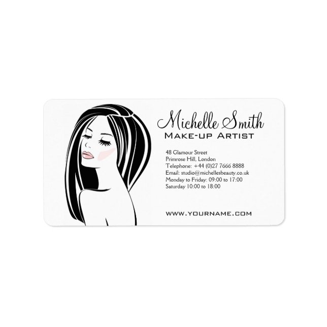 Makeup artist Woman Face long eyelashes branding Label (Front)