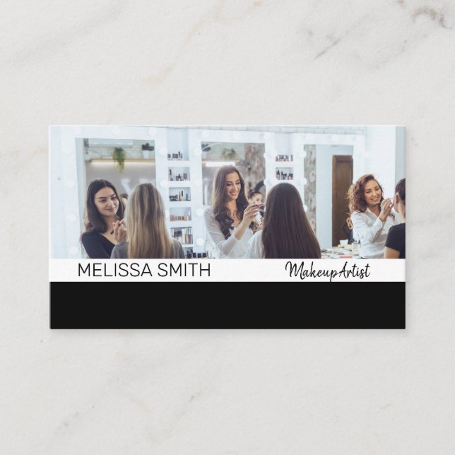 Makeup Artist Working on Clients Business Card (Front)
