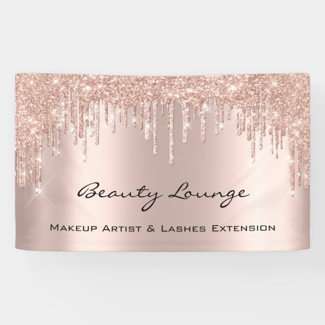 Makeup ArtistLashes Extension Hair Salon Rose Drip Banner (Horizontal)