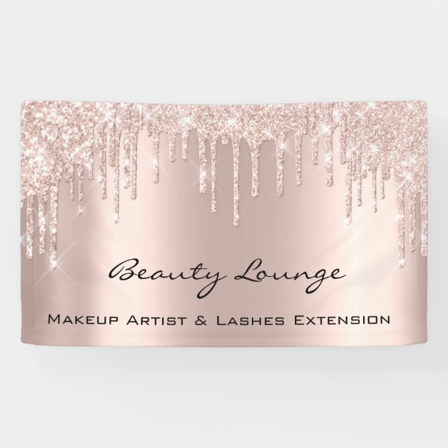 Makeup ArtistLashes Extension Hair SalonRose Drips Banner (Horizontal)