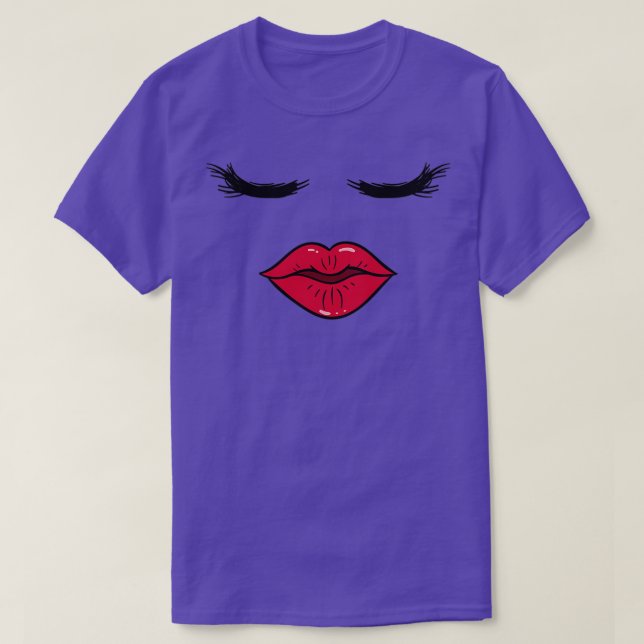 Makeup beautician eyelash red lipstick T-Shirt (Design Front)
