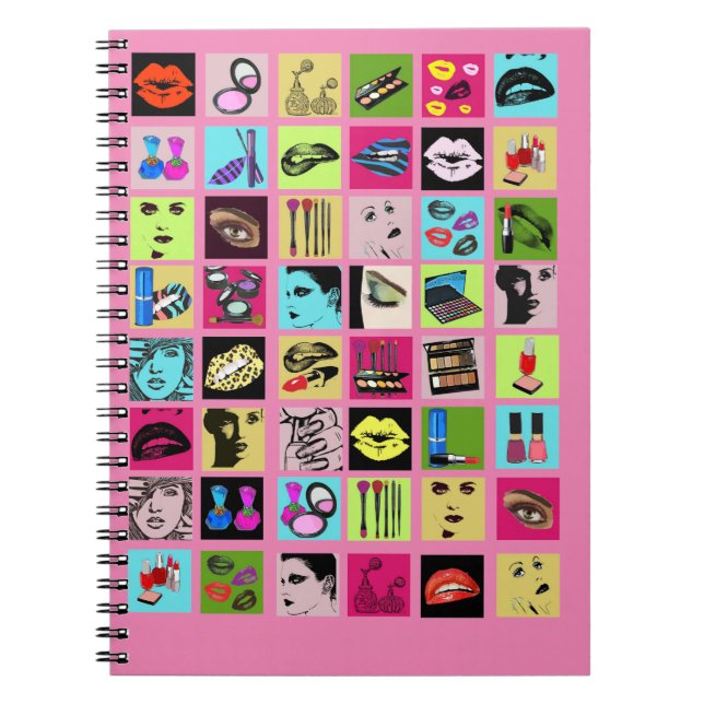 Makeup Beauty Cosmetics womens faces collage art Notebook (Front)