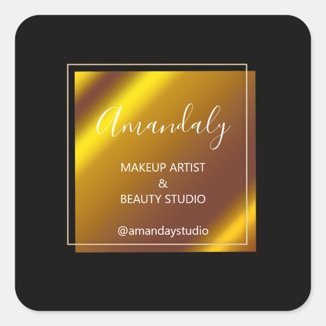 Makeup Beauty Glitter Thank Gold Black VIP Square  Square Sticker (Front)