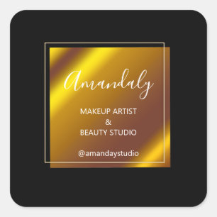 Makeup Beauty Glitter Thank Gold Black VIP Square  Square Sticker