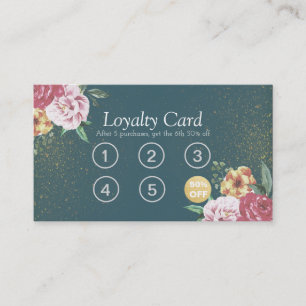 Makeup Beauty Loyalty Card Floral Green Glitter