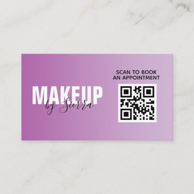 Makeup Beauty QR Code Scan to Book Appointment Business Card (Front)