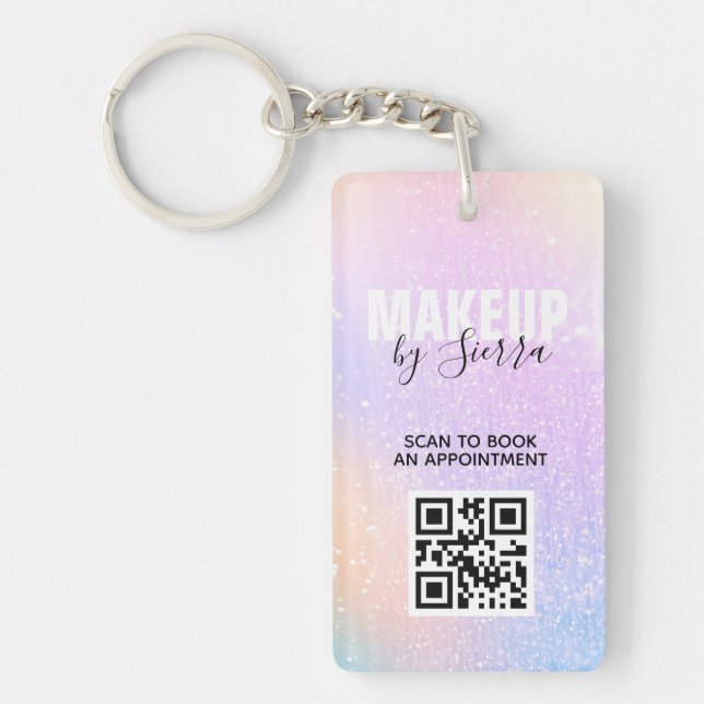 Makeup Beauty QR Code Scan to Book Appointment Key Ring (Front)