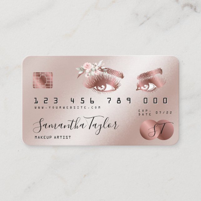 Makeup Beauty Rose Gold Eyes Credit Card (Front)