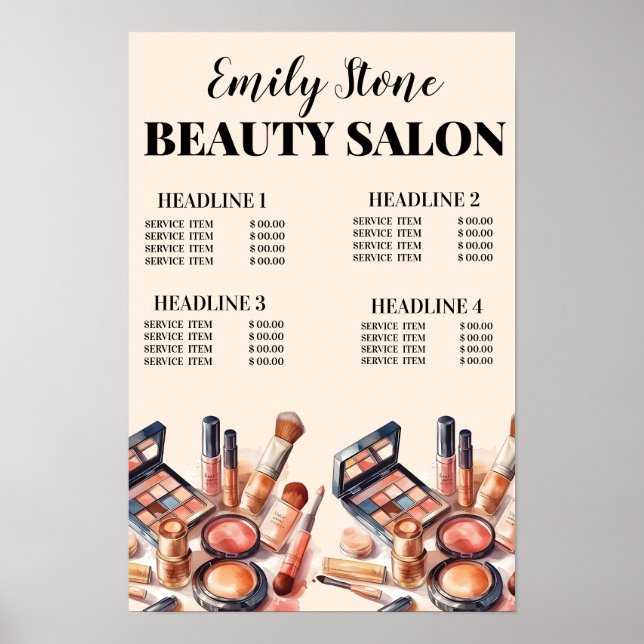makeup beauty  salon black and pink Poster (Front)