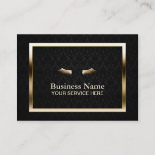 Makeup Beauty Salon Gold Frame Elegant Damask Business Card