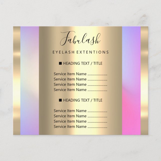 Makeup Beauty Salon Hair Nail Pink Price List Flyer (Front)