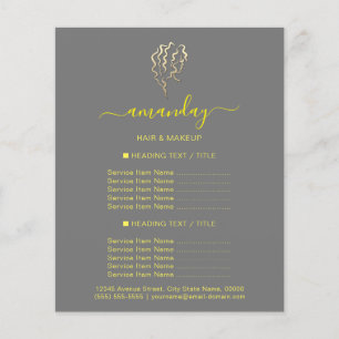 Makeup Beauty Salon Hairdresser Logo Gold Grey Flyer