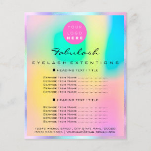 Makeup Beauty Salon Logo Pink  Holograph Lashes Flyer