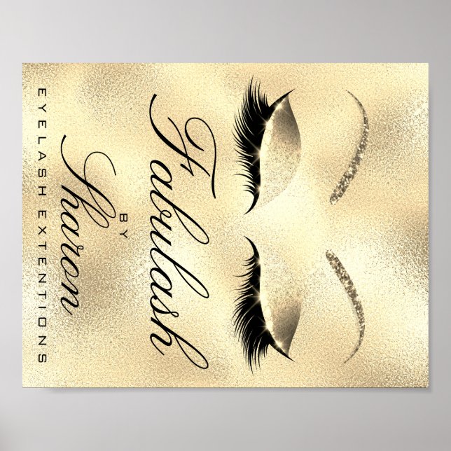 Makeup Beauty Salon Name Gold Glitter Sharon Poster (Front)