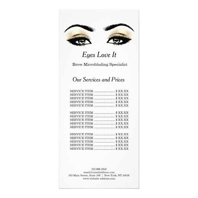 Makeup Beauty Salon Name Microblanding Lashes Rack Card (Front)