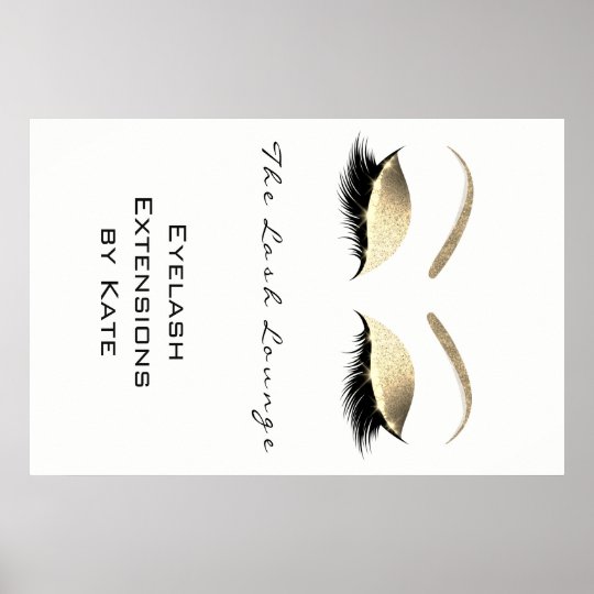 Makeup Beauty Salon Name White Gold Black Eyebrows Poster