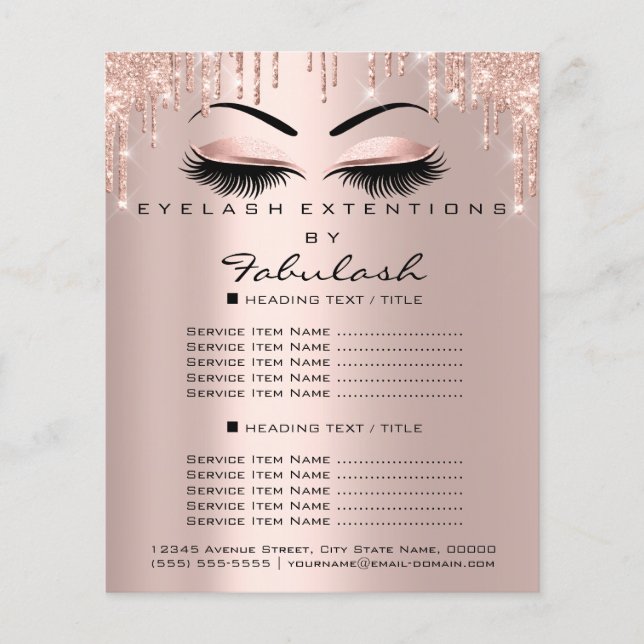 Makeup Beauty Salon Pink Glitter Flyer Brows Lash (Front)