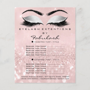 Makeup Beauty Salon Pink Glitter Flyer Grey Lashes