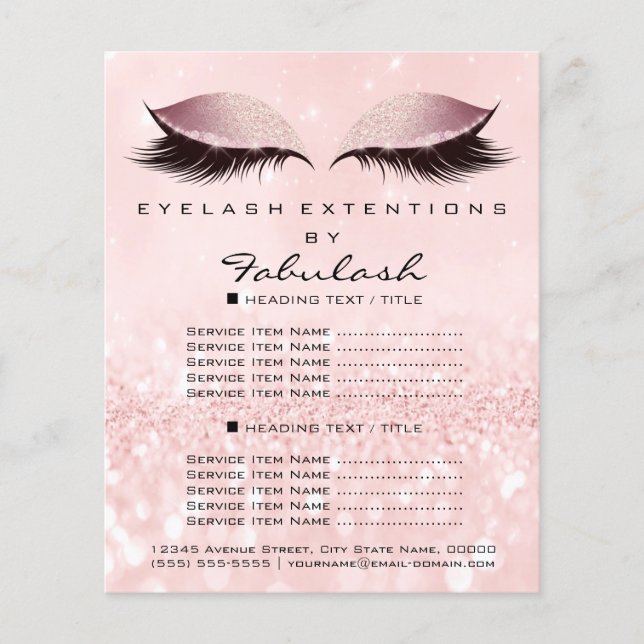 Makeup Beauty Salon Pink Glitter Flyer Powder Lash (Front)