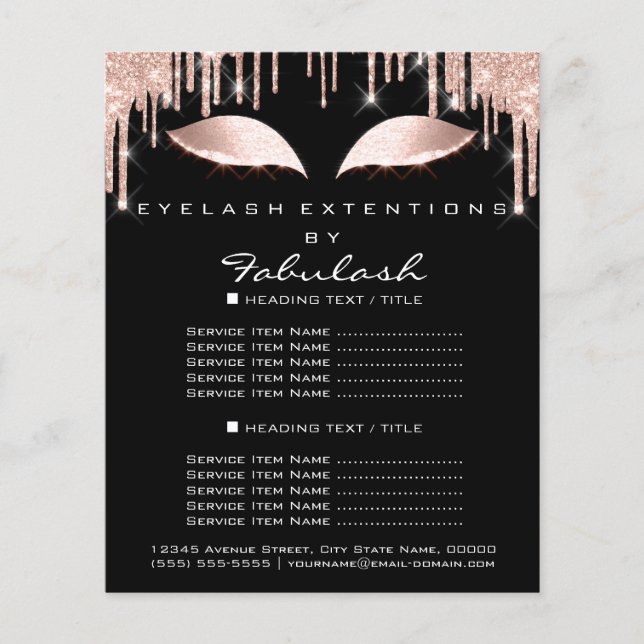 Makeup Beauty Salon Pink Glitter Flyer Spark Black (Front)