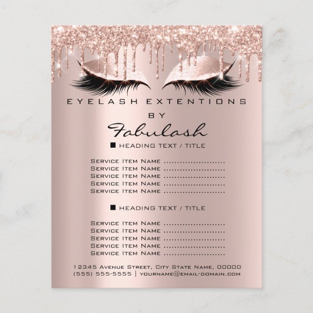 Makeup Beauty Salon Pink Glitter Flyer Spark Drips (Front)