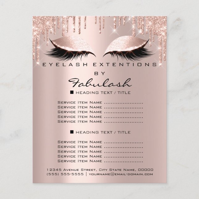Makeup Beauty Salon Pink Glitter Flyer Spark Lash (Front)