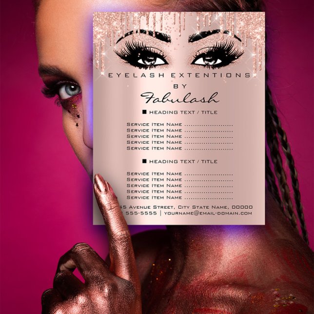 Makeup Beauty Salon Pink Glitter Prices Eyelashes Flyer (Makeup Beauty Salon Pink Glitter Prices Eyelashes Flyer)