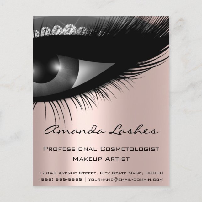 Makeup Beauty Salon Pink Grey Grey Rose Flyer (Back)
