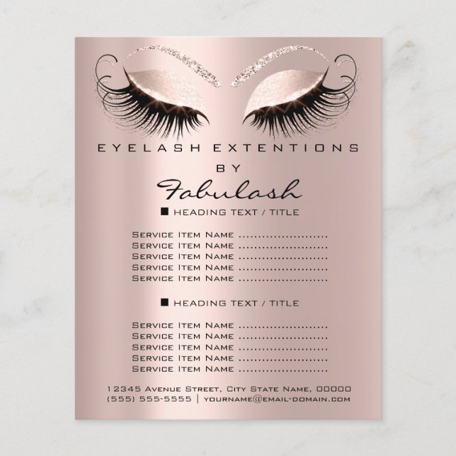 Makeup Beauty Salon Rose Glitter Flyer Eyes Drips (Front)