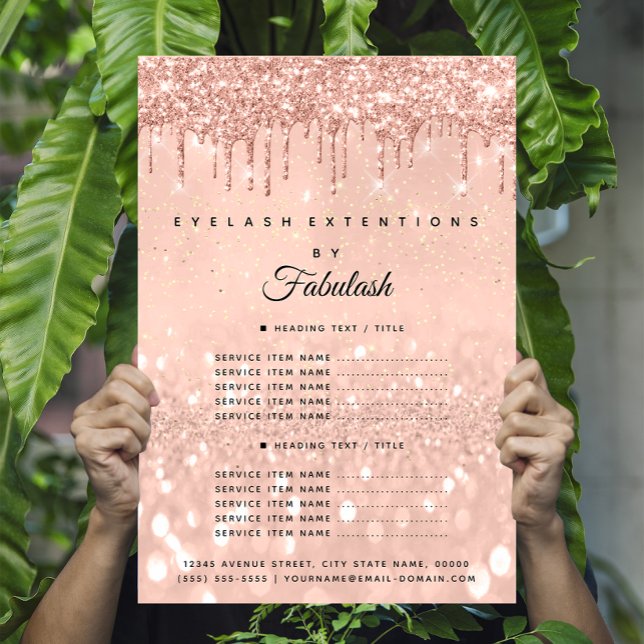 Makeup Beauty Salon Rose Glitter Price List Flyer (Makeup Beauty Salon Rose Glitter Price List Flyer)