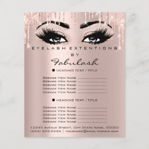 Makeup Beauty Salon Rose Glitter Prices Eyelashes Flyer