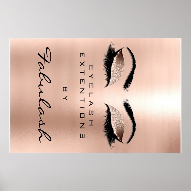 Makeup Beauty Salon Waxing Gold Glam Pink Eyebrows Poster (Front)