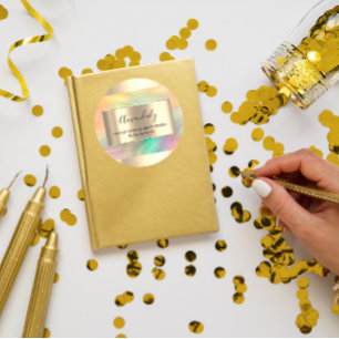 Makeup Beauty Shop Frame Gold Favour Painted Classic Round Sticker