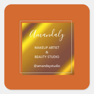 Makeup Beauty Shop Thank You Royal Orange  Square Sticker