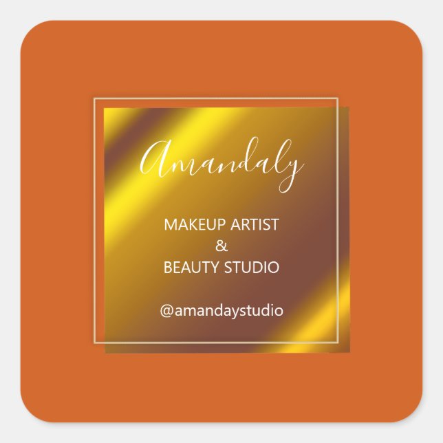 Makeup Beauty Shop Thank You Royal Orange  Square Sticker (Front)